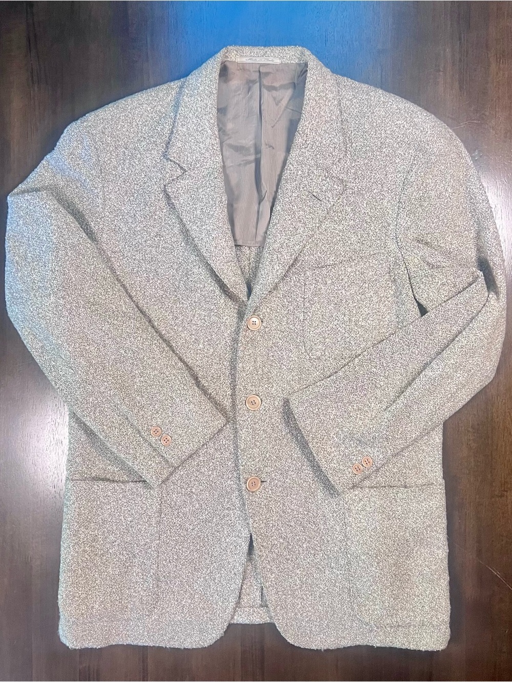 Men's Gray Textured Blazer - Classic Three-Button Jacket